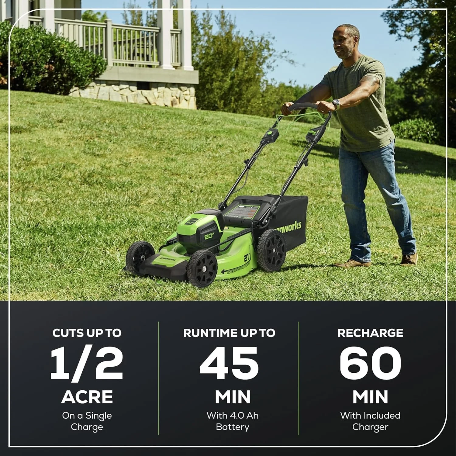 Greenworks 80V 21″ Cordless Self-Propelled Lawn Mowers - Image 3