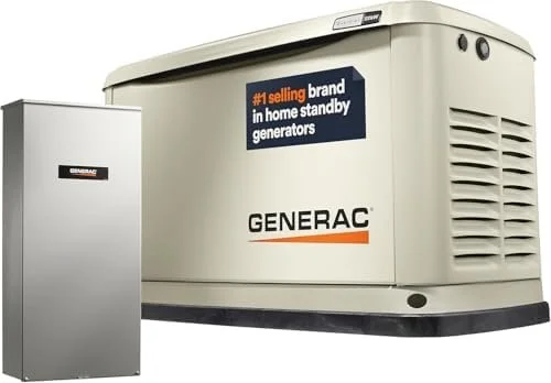 Generac Guardian 22kW Home Standby Generator with 200 Amp Transfer Switch, Durable All Aluminum, WiFi Enabled with G-Force Engine, Easy to Use, Whole House Powers Backups, Smart Outage Solution – Bisque
