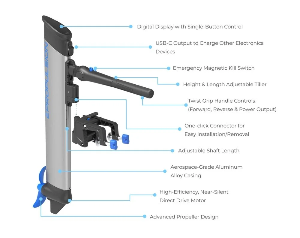 ePropulsion eLite 1.5hp 500W Electric Outboard Motor - Image 3