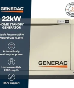 Generac Guardian 22kW Home Standby Generator with 200 Amp Transfer Switch, Durable All Aluminum, WiFi Enabled with G-Force Engine, Easy to Use, Whole House Powers Backups, Smart Outage Solution – Bisque - Image 5