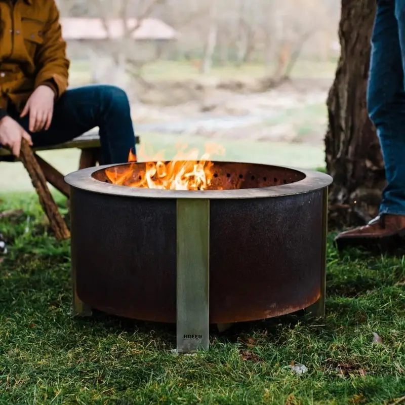 X Series 28 Inch Round Cortens Steels Wood-Burning Fire Pit in Stainless Steel by Breeo - Image 2