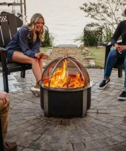 X Series 28 Inch Round Cortens Steels Wood-Burning Fire Pit in Stainless Steel by Breeo - Image 3