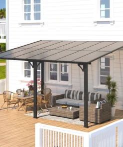 Aecojoy 10 ft. x 14 ft. Dark Gray Aluminums Patio Covers