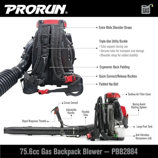 PRORUN PBB2884 Gas Backpacks Leaf Blower - Image 3