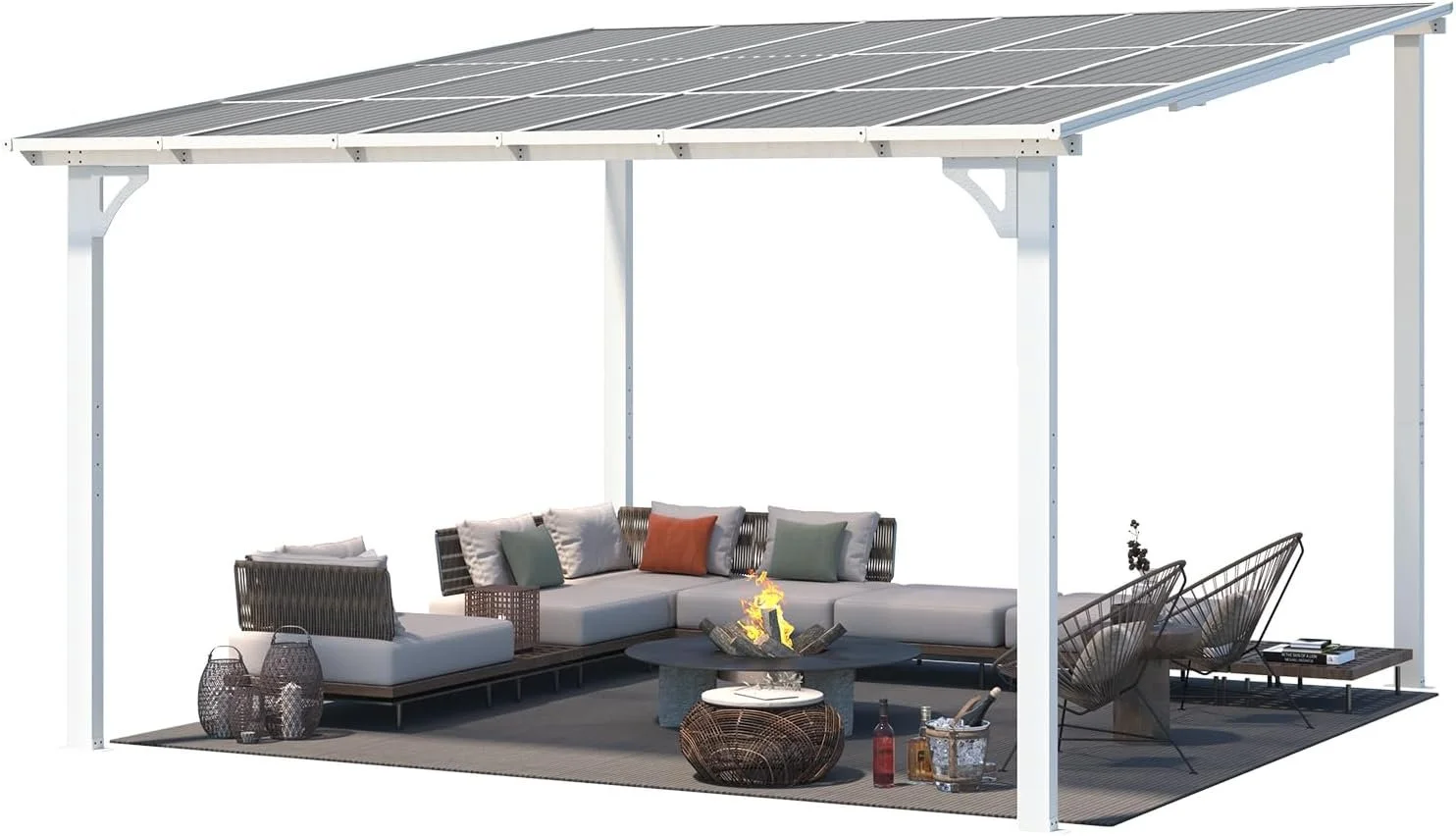 Aecojoy 12 ft x 12 ft White Aluminum Pergola with Canopys - Image 2