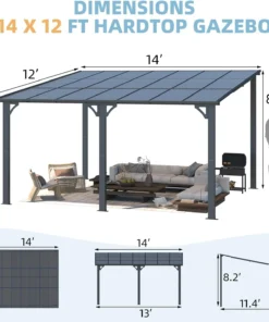 Alternative view of Aecojoy 14×12 ft Aluminum Pergola with Canopys