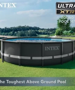 Intex Ultra XTR Frame 14′ x 42″ Round Above Ground Outdoor Swimming Pool Set with Sand Filter Pump, Ladder, Ground Cloth, and Pool Covers - Image 7