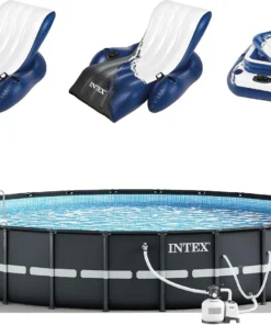Intex Ultra XTR Round Frame Pool with Pumps, Cooler, and Floats (2 Packs)