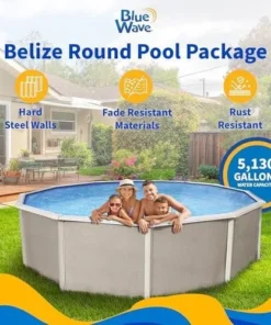 Blue Wave Belize 15-Feet Round 52-Inch Deep 6-Inch Top Rail Metal Wall Swimming Pool Packages - Image 3