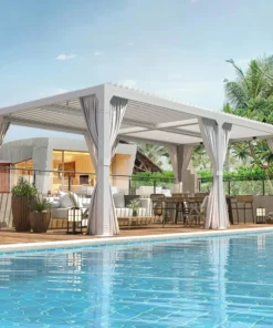 Erommy Outdoor Louvered Pergola Gazebo with Adjustable Aluminum Rainproof Roofs - Image 4