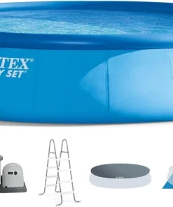 Intex 18′ x 48″ Inflatable Above Ground Swimming Pool with Ladder, Pumps